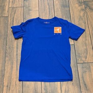 Jordan Blue Tee Youth Large with Orange Jumpman Logo